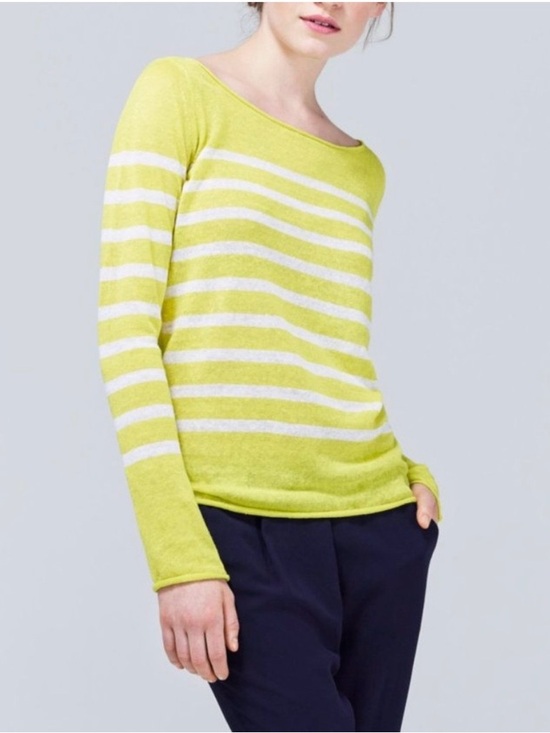 Babaton Sweaters - Aritzia Babaton 100% Linen Hobart Striped Knit Sweater Cream Yellow XS